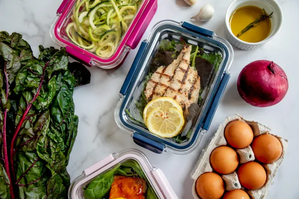 Healthy meal prep with various foods